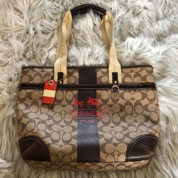 Coach Handbags - Coach Bag Heritage Stipe Collection